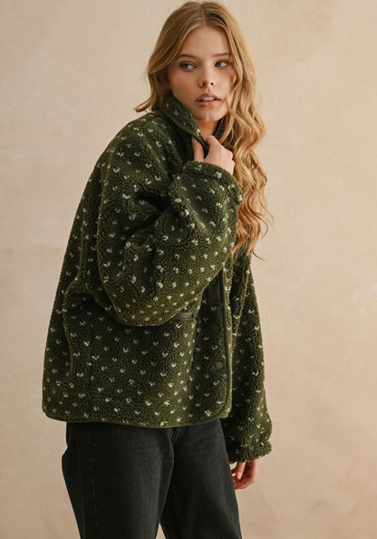 Olive Sherpa Patterned Jacket