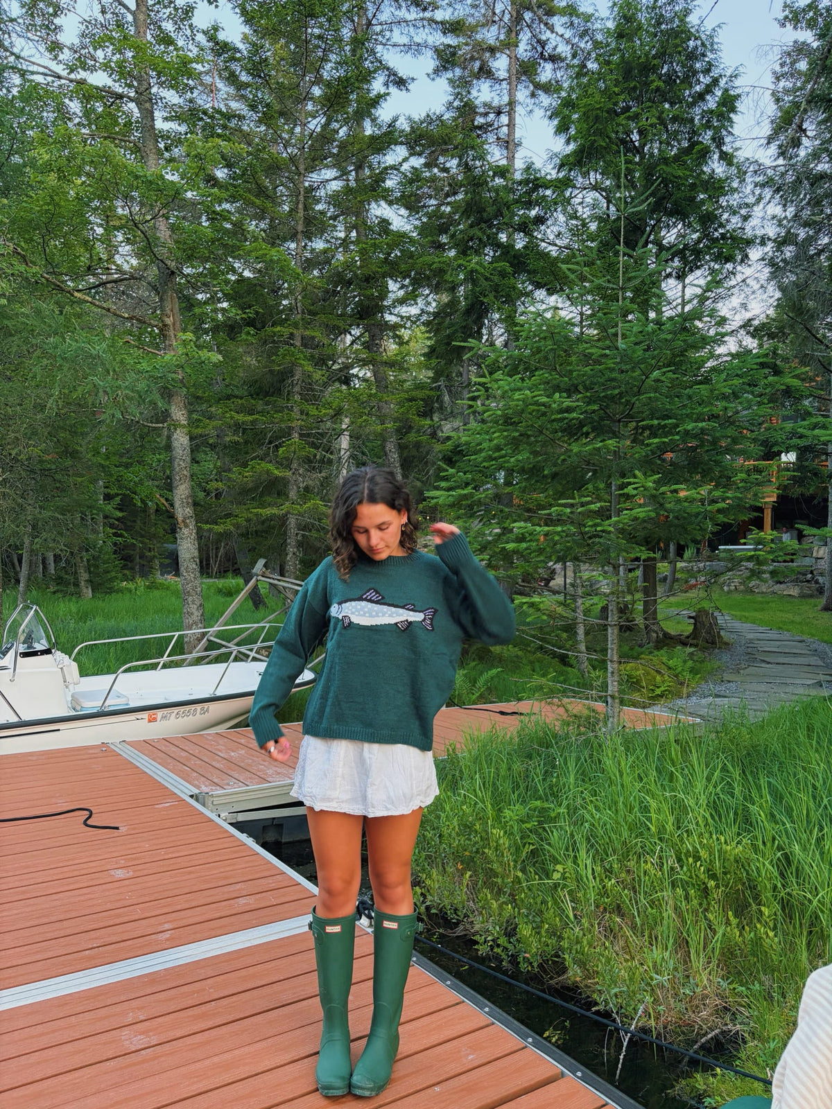 Gone Fishing Sweater | Forest Green