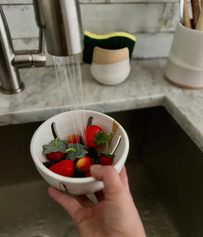 Handmade Ceramic Berry Bowl with Saucer