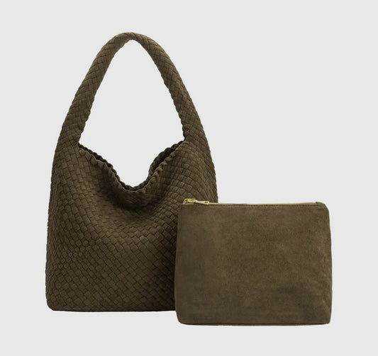 Jojo Olive Suede Shoulder Bag