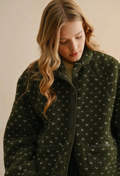 Olive Sherpa Patterned Jacket