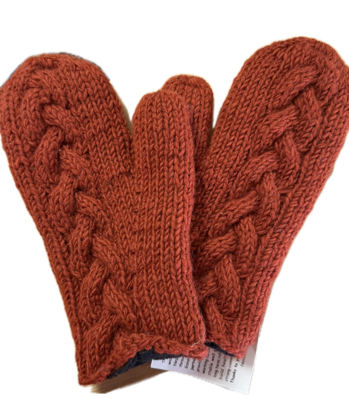 Jane Hand Knit Fleece Lined Mittens