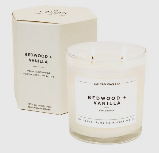 Redwood + Vanilla Glass Tumbler Soy Candle