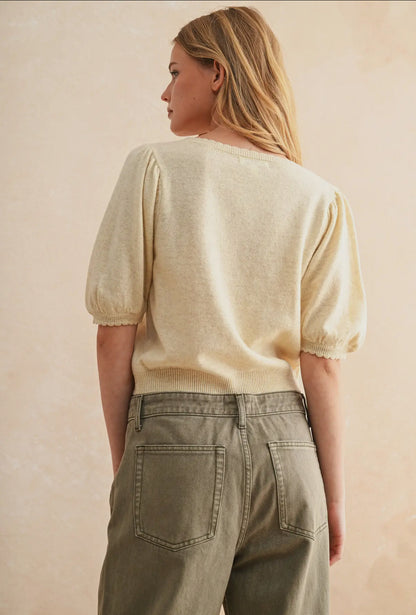 Butter Puff Sleeve Button Down Cardigan