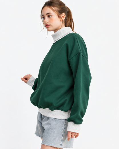 The Everyday Mock Neck Sweatshirt | Green
