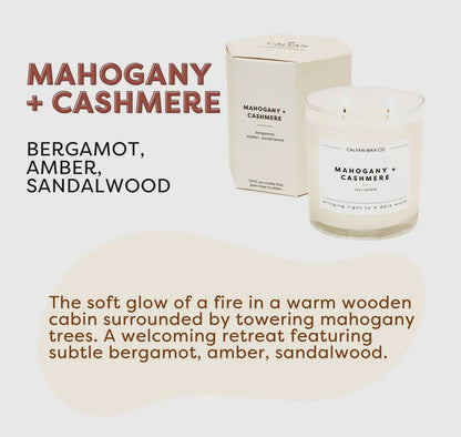 Mahogany + Cashmere Glass Tumbler Soy Candle