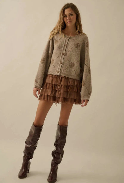 Snowflake Jacquard Knit Cardigan