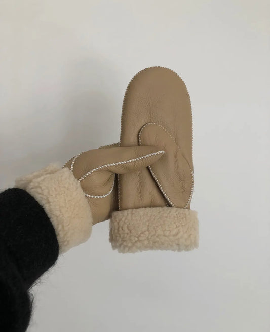 Shearling Mittens | Beige
