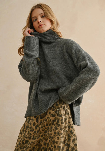 Turtle Neck Charcoal Sweater