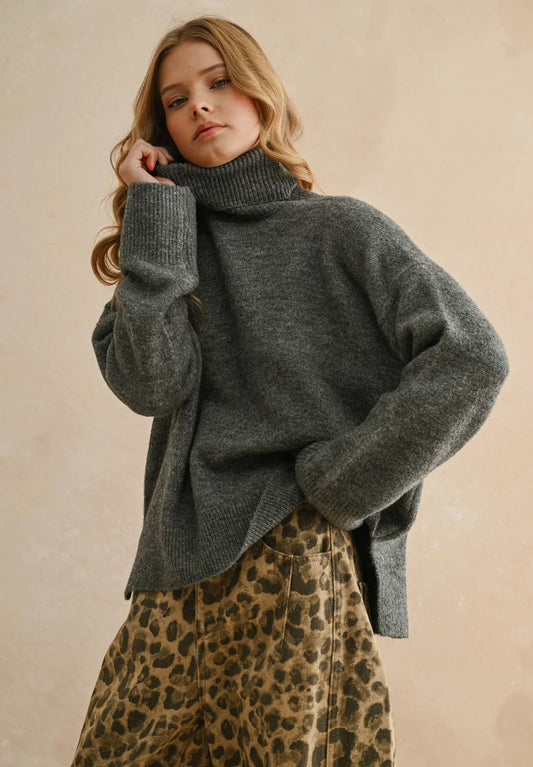 Turtle Neck Charcoal Sweater