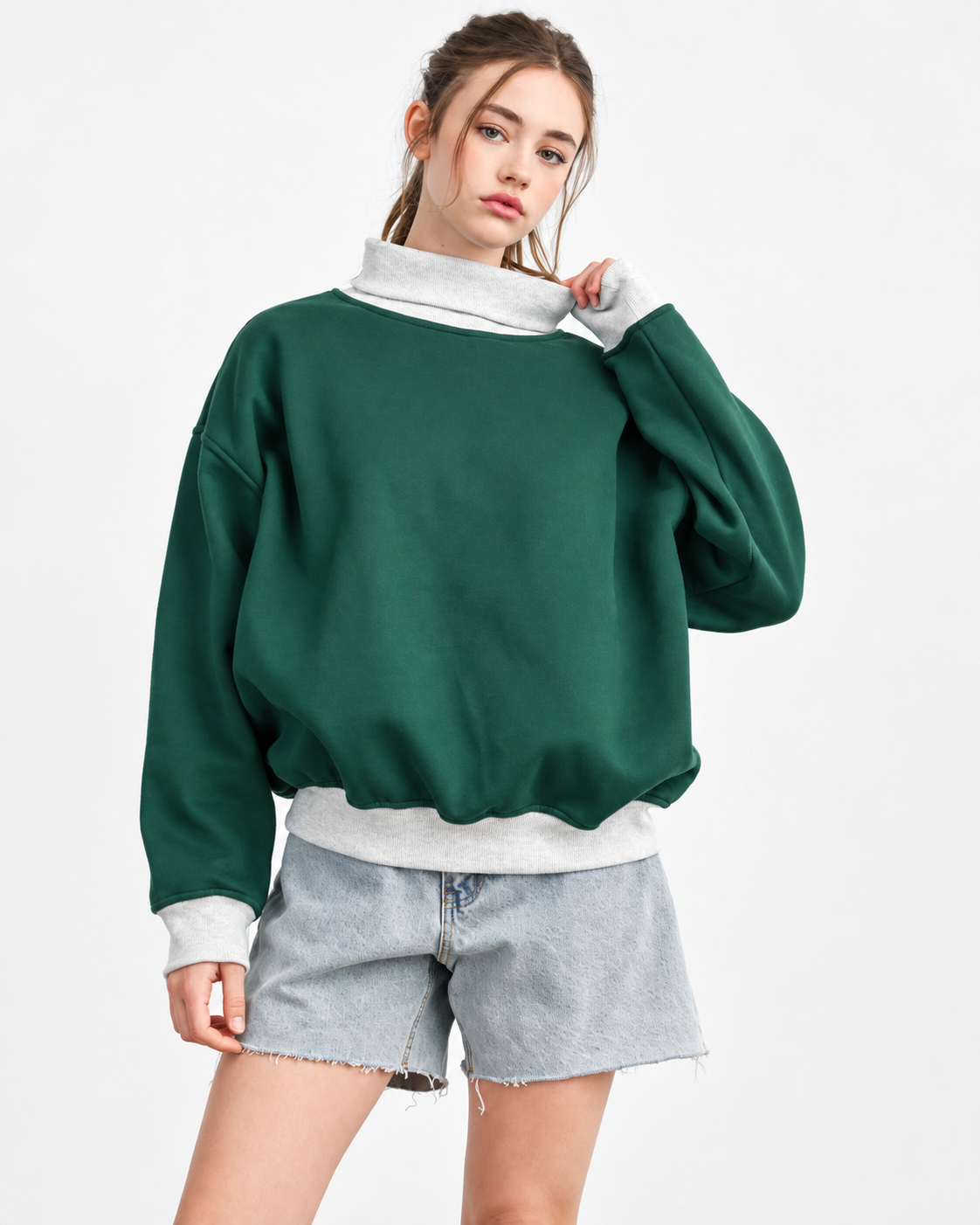 The Everyday Mock Neck Sweatshirt | Green