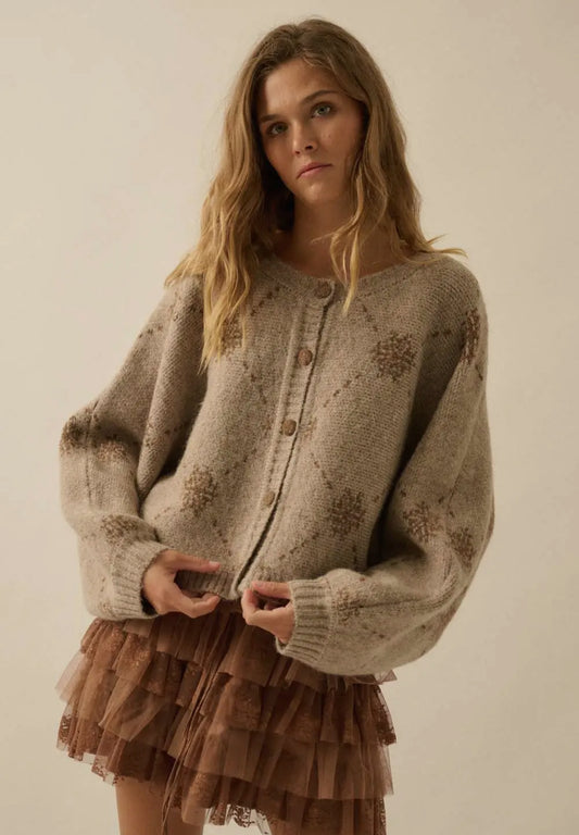 Snowflake Jacquard Knit Cardigan