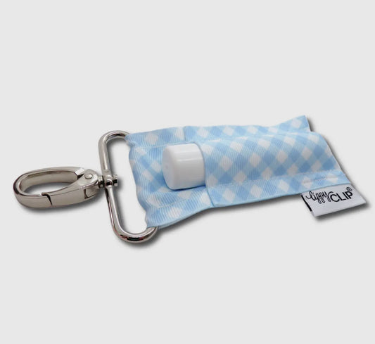 Chapstick Holder | Gingham Blue & White
