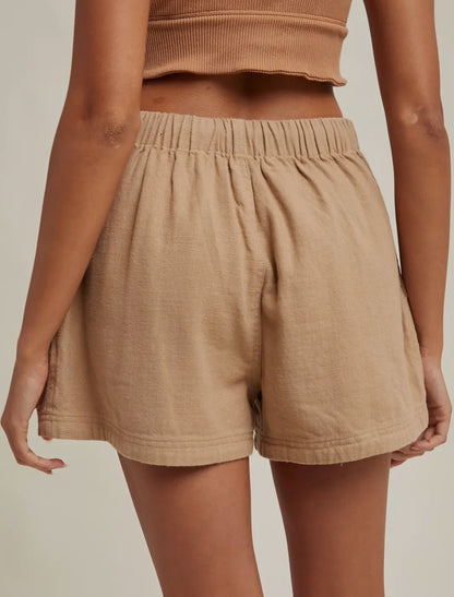 Tan Cotton Twill Shorts