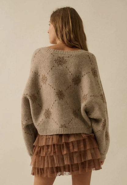 Snowflake Jacquard Knit Cardigan