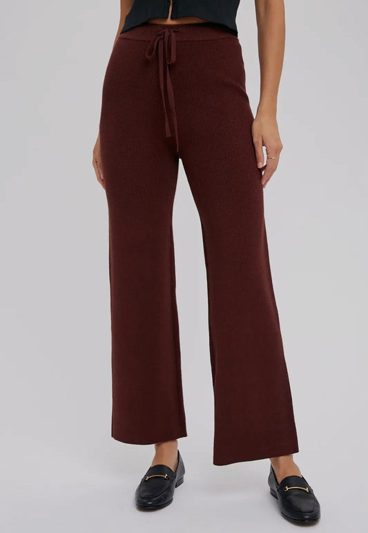Ribbed Knit Sweater Lounge Pant | Mocha Brown