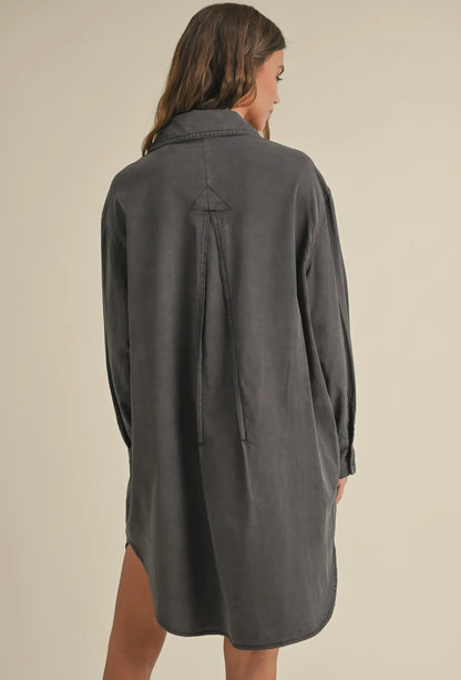 Washed Button Down Shirt Dress