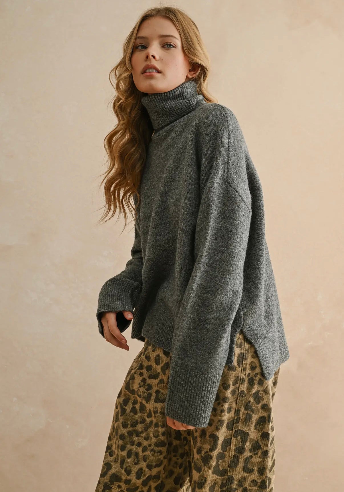 Turtle Neck Charcoal Sweater