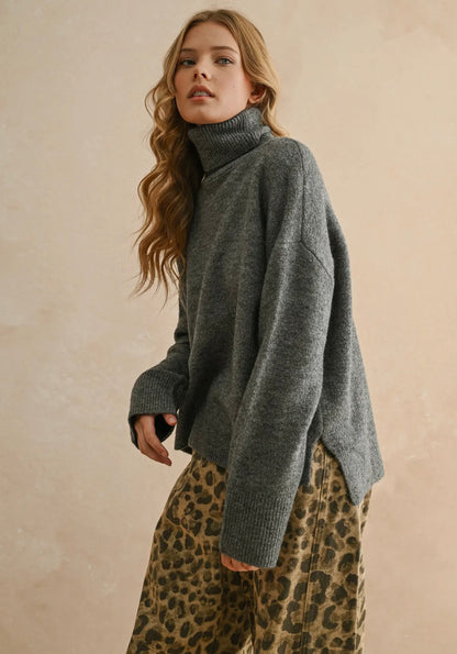 Turtle Neck Charcoal Sweater