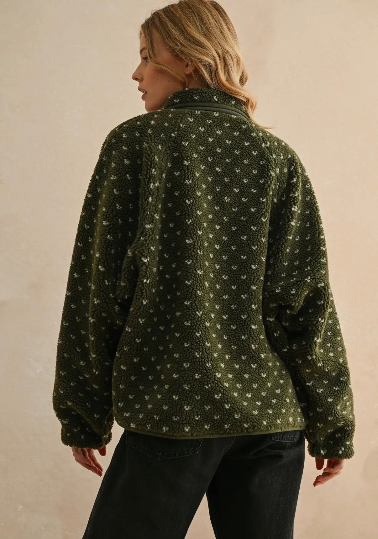 Olive Sherpa Patterned Jacket