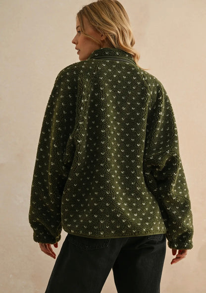 Olive Sherpa Patterned Jacket