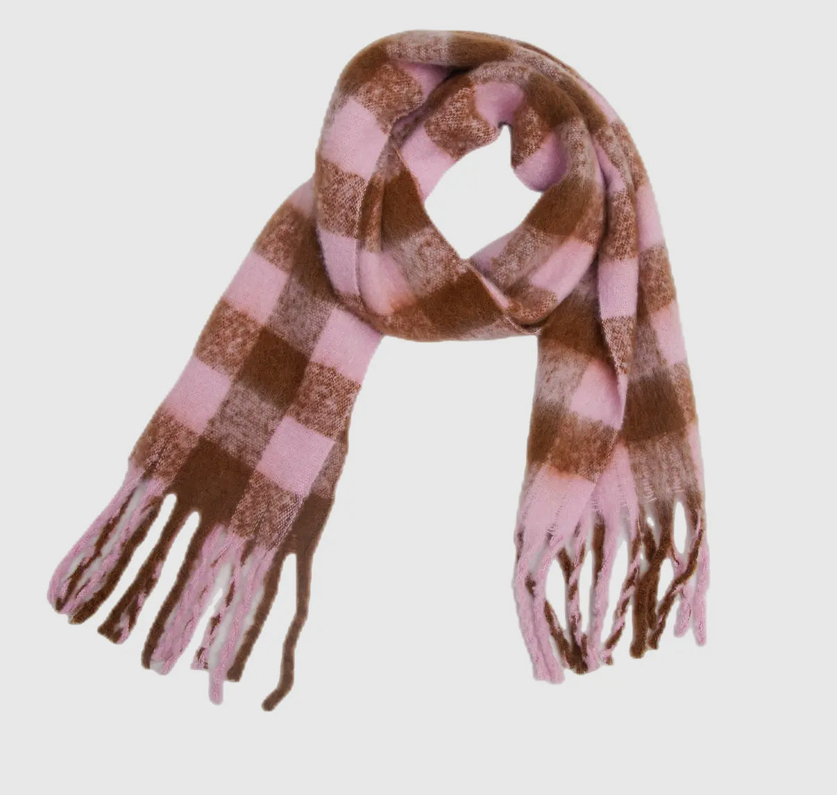 Chunky Fleece Scarf | Pink & Brown