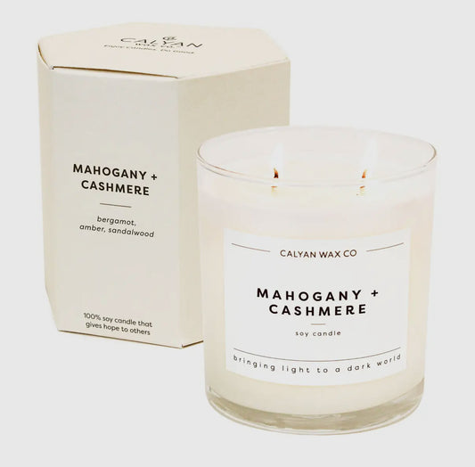 Mahogany + Cashmere Glass Tumbler Soy Candle