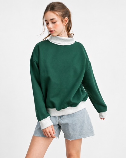 The Everyday Mock Neck Sweatshirt | Green