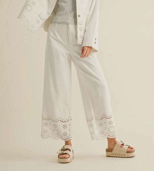 May Embroidery White Jean