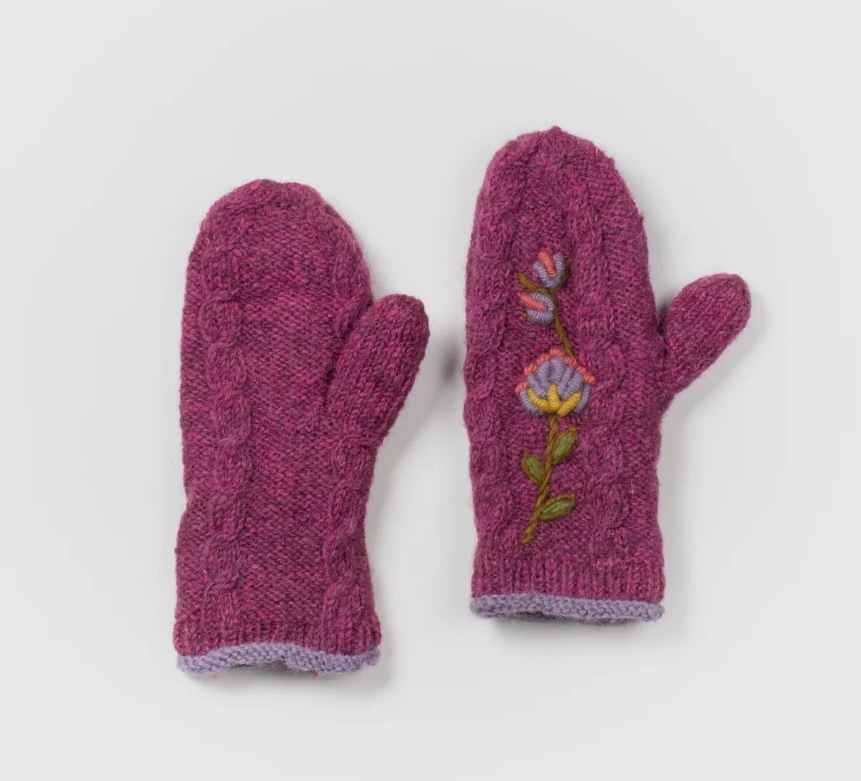 Bloom Hand Knit Fleece Lined Mittens