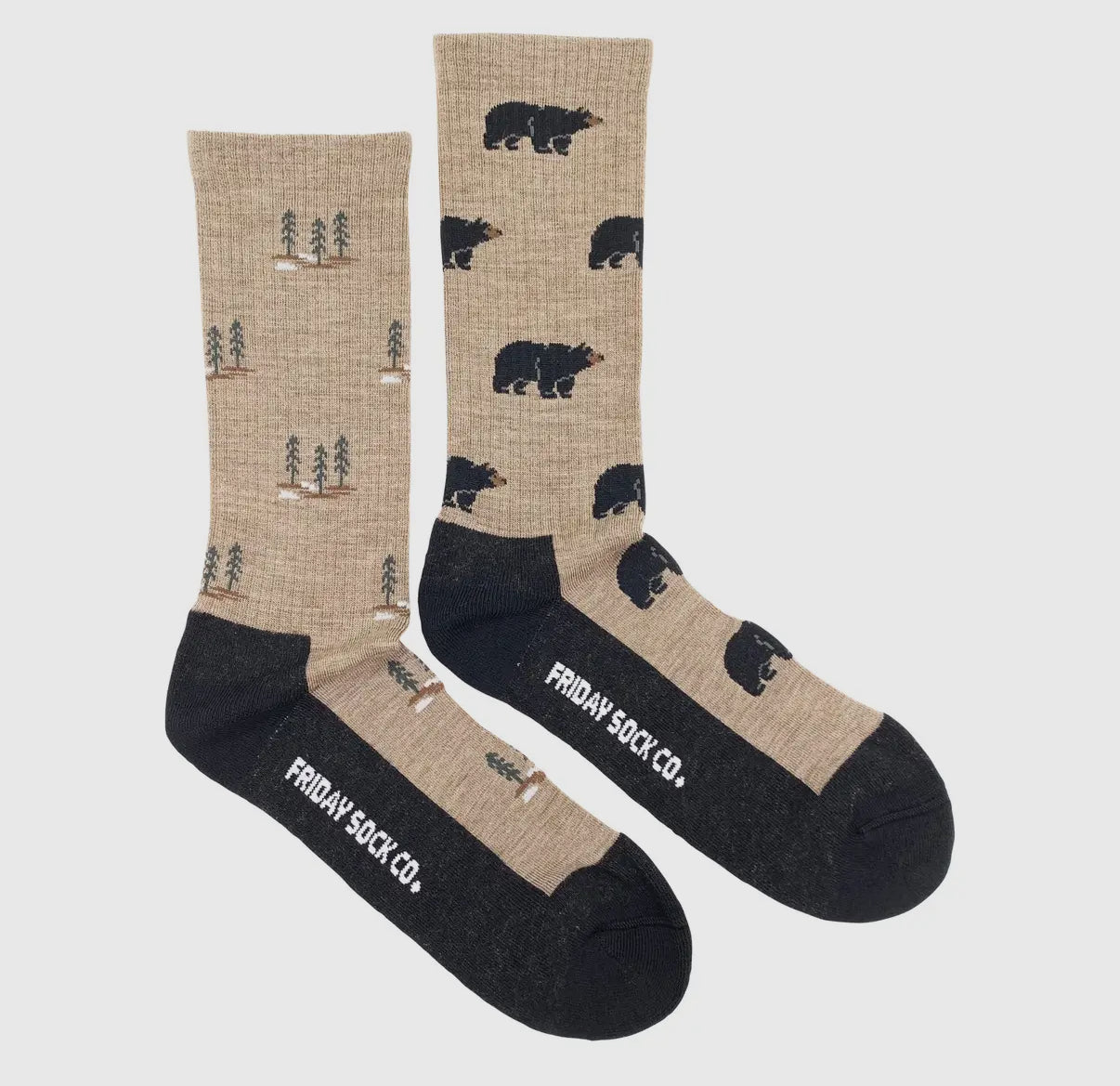 Mismatched Bear & Tree Merino Wool Socks | Men’s