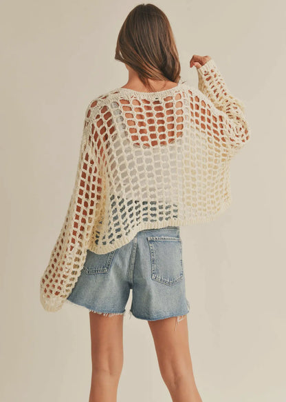 Crochet Knit Crop Cardigan