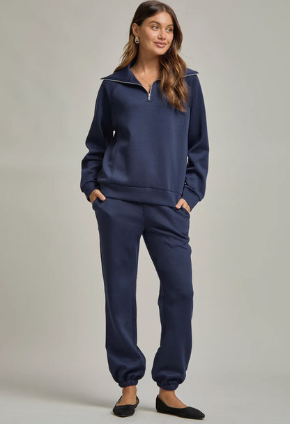 Quarter Zip Pullover + Jogger Modal Travel Set | Navy