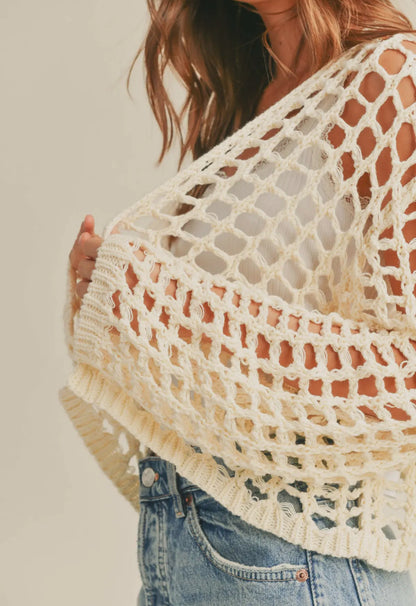 Crochet Knit Crop Cardigan