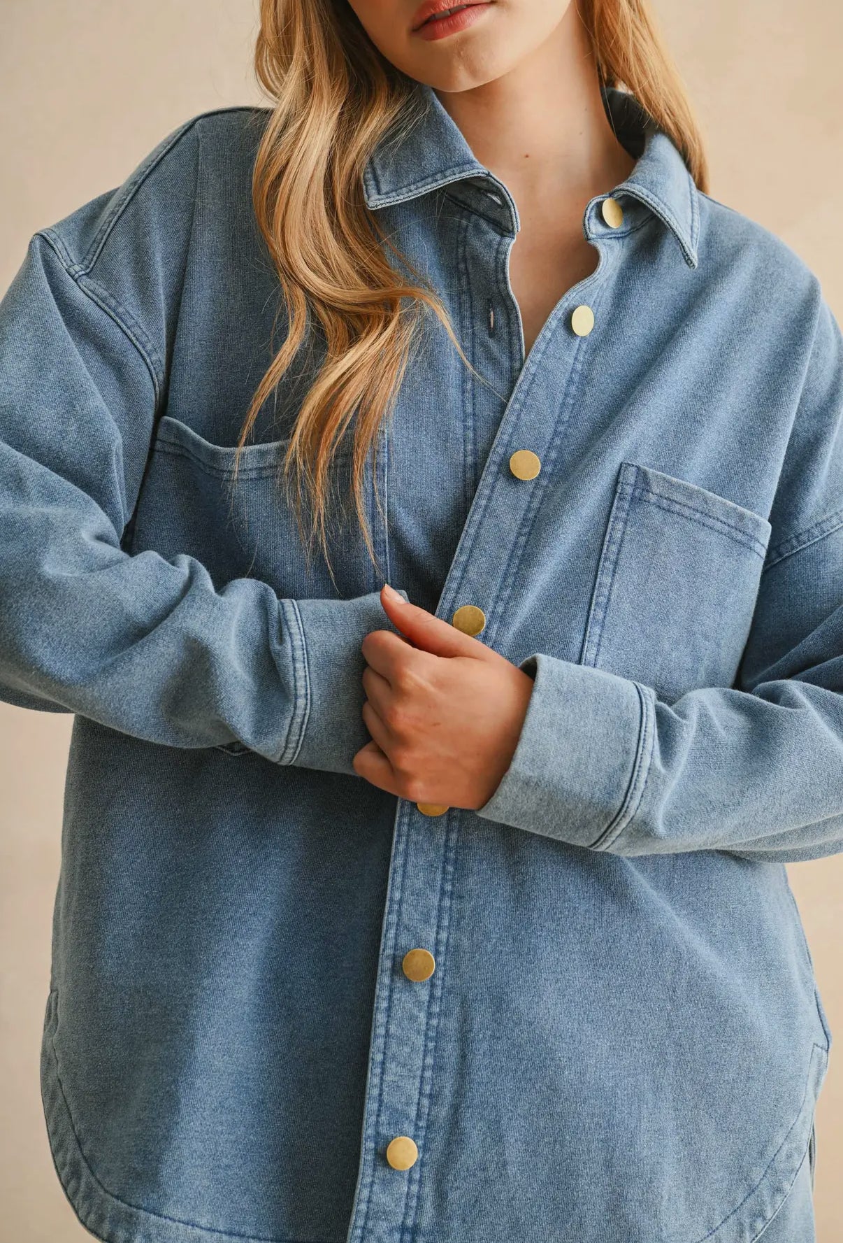 Washed Knit Button Down Shacket