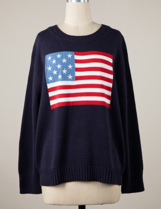 Navy American Flag Sweater