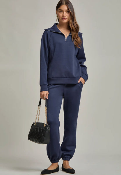 Quarter Zip Pullover + Jogger Modal Travel Set | Navy