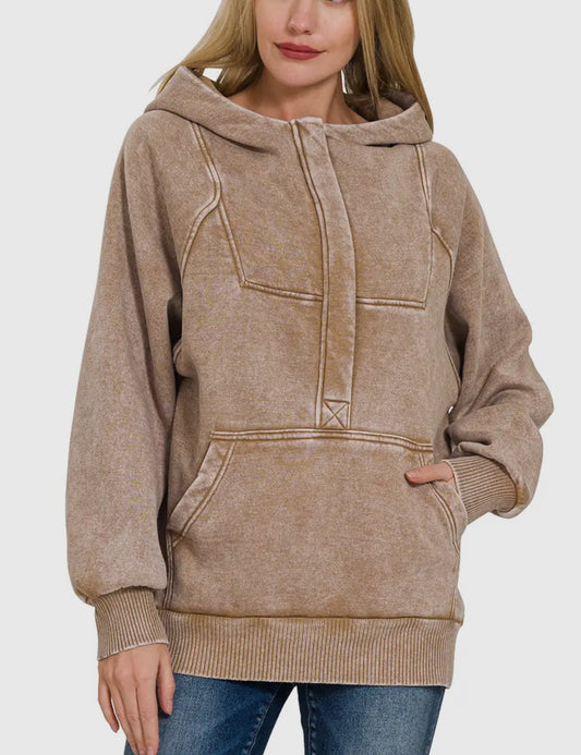 Camel Quarter Zip Hoodie