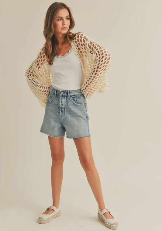 Crochet Knit Crop Cardigan