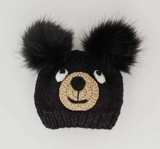 Black Bear Knit Beanie Hat | Baby & Kids