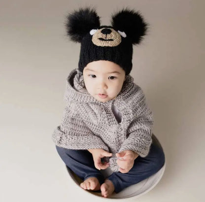 Black Bear Knit Beanie Hat | Baby & Kids