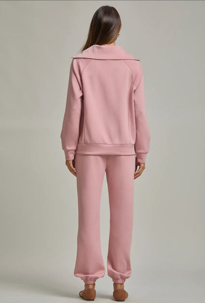 Quarter Zip Pullover + Jogger Modal Travel Set | Mauve