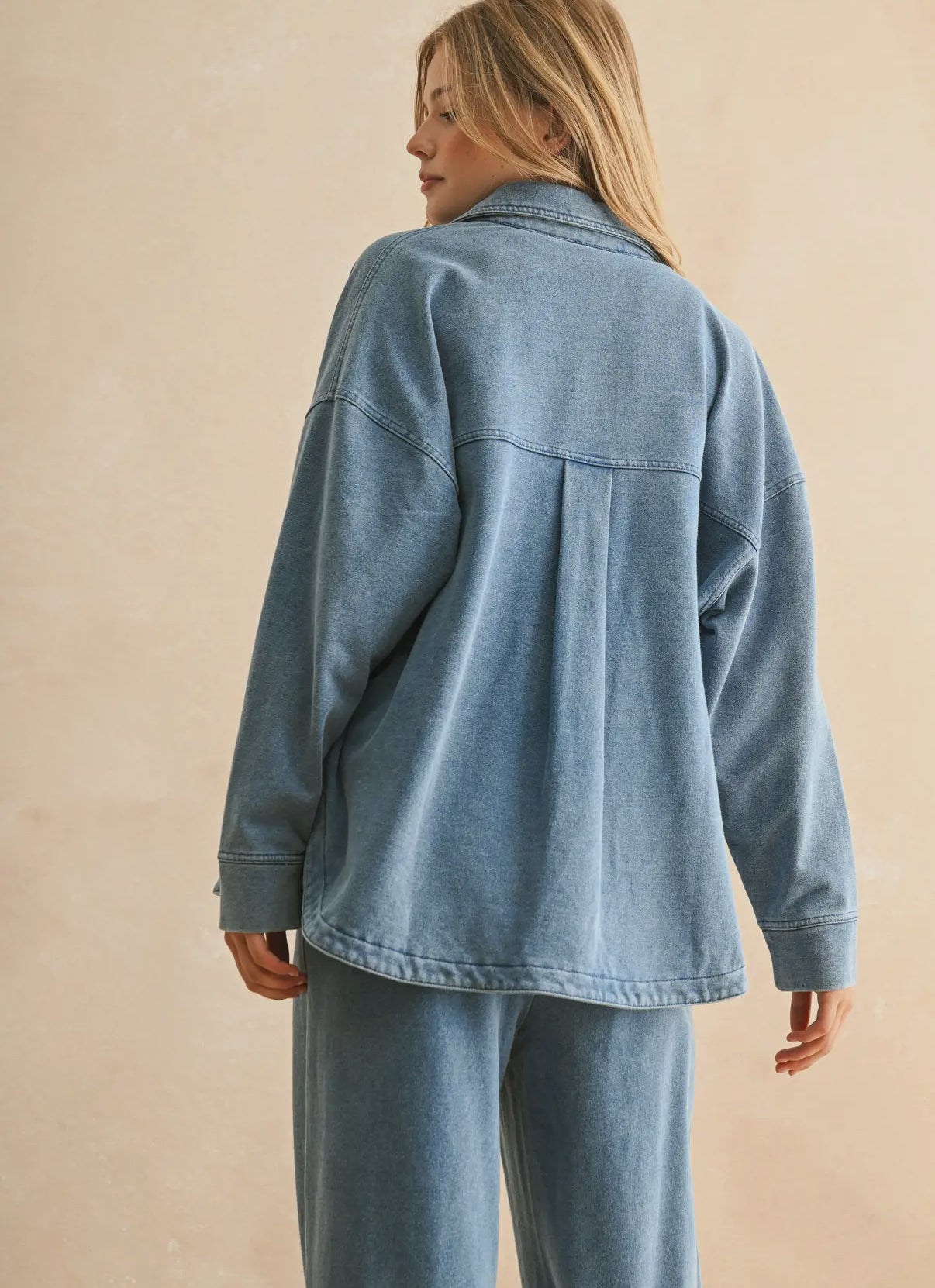 Washed Knit Button Down Shacket