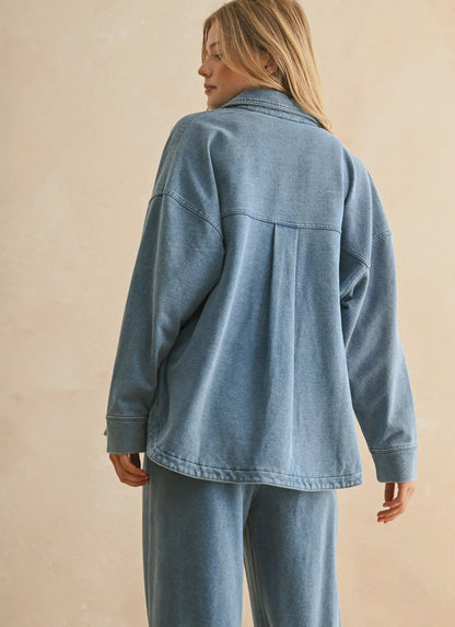 Washed Knit Button Down Shacket