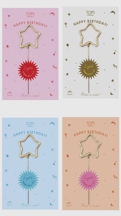 Mini 4” Star “Happy Birthday” Card Sparkler